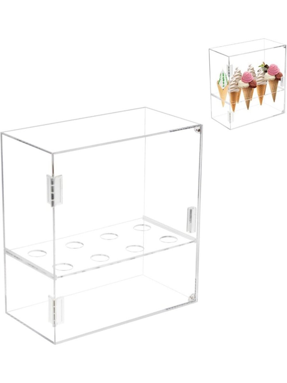 Acrylic Ice Cream Cone Holder Stand - 8 Holes, Stylish Display for Desserts